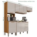 Ver imagem 3 de Cozinha Compacta Modulada 4 Peças 9 Portas 2 Gavetas Bella Branco/Cinamomo/Off White