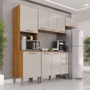 Ver imagem 1 de Cozinha Compacta Modulada 4 Peças 9 Portas 2 Gavetas Bella Branco/Cinamomo/Off White
