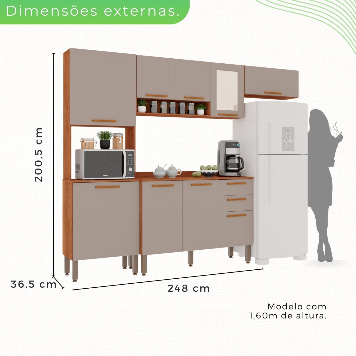 Cozinha Compacta 4 Peças 9 Portas 2 Gavetas Bella - 3