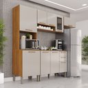 Ver imagem 1 de Cozinha Compacta Modulada 4 Peças 9 Portas 2 Gavetas Bella Branco/Cinamomo/Off White