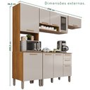 Ver imagem 3 de Cozinha Compacta Modulada 4 Peças 9 Portas 2 Gavetas Bella Branco/Cinamomo/Off White