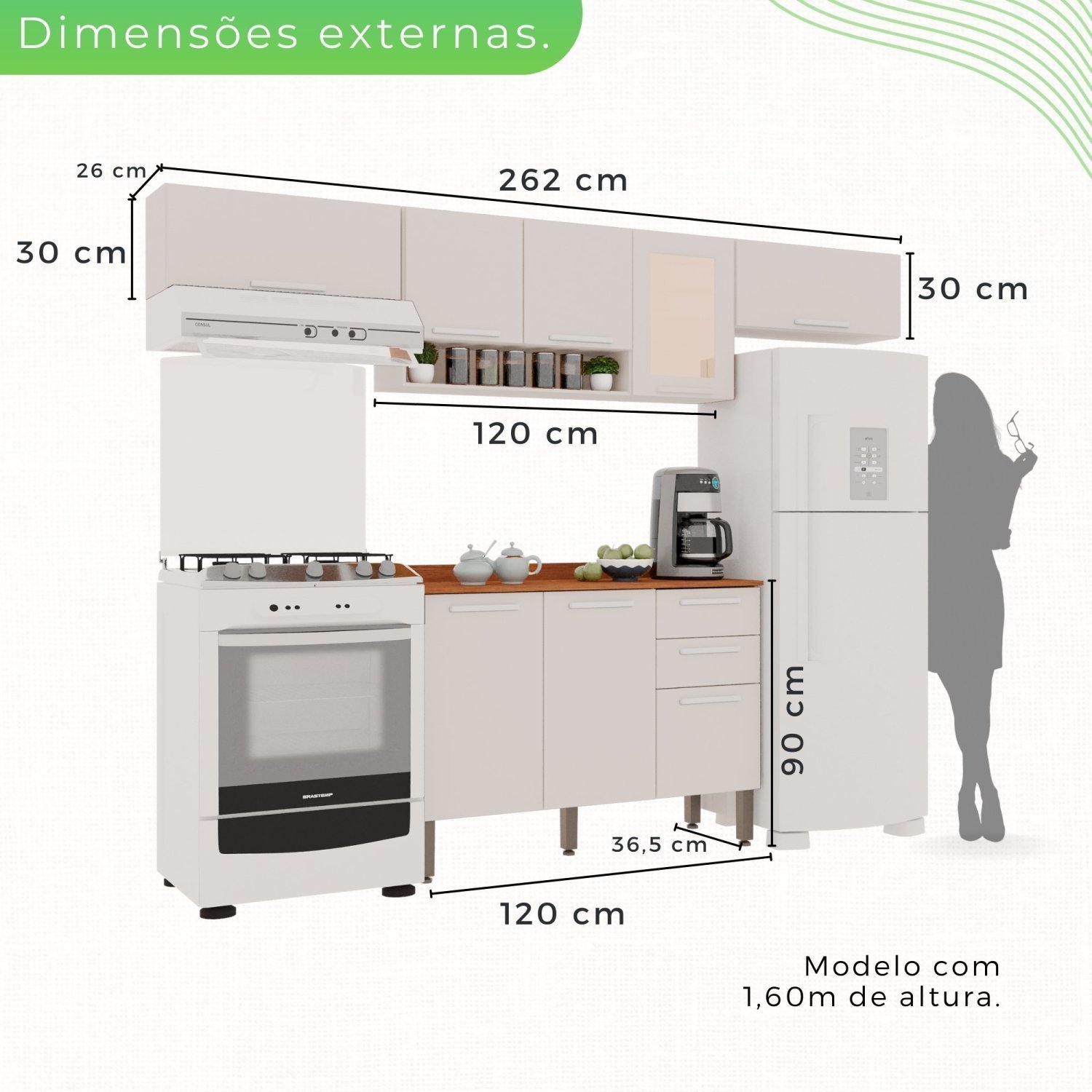 Cozinha Compacta 4 Peças 8 Portas 2 Gavetas Bella - 4