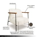 Ver imagem 3 de Kit 2 Poltronas Sala de Estar Pés em Ferro Preto Braço Madeira Maciça 86cm Thane Bouclê Off White G6
