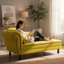 Ver imagem 2 de Recamier Decorativo Divã Amsterdã 147cm Lado Direito Suede Amarelo