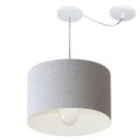 Ver imagem 1 de Lustre Pendente Cilíndrico com Desvio Md-4226 Cúpula em Tecido 40x25cm Rustico Cinza - Bivolt