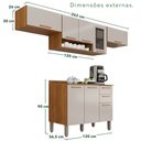 Ver imagem 3 de Cozinha Compacta Modulada 4 Peças 8 Portas 2 Gavetas Bella Branco/Cinamomo/Off White