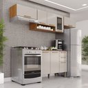 Ver imagem 1 de Cozinha Compacta Modulada 4 Peças 8 Portas 2 Gavetas Bella Branco/Cinamomo/Off White