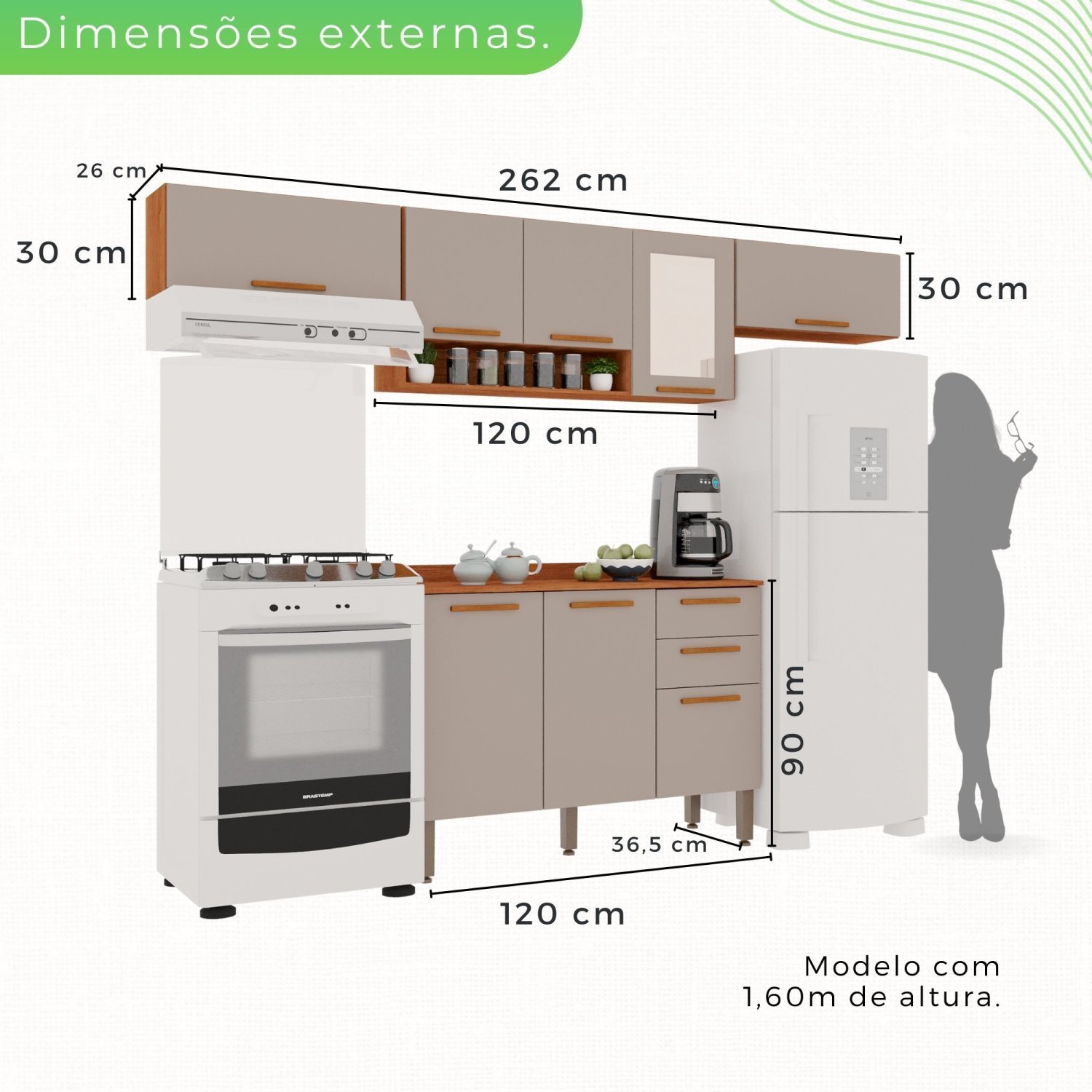 Cozinha Compacta 4 Peças 8 Portas 2 Gavetas Bella - 4