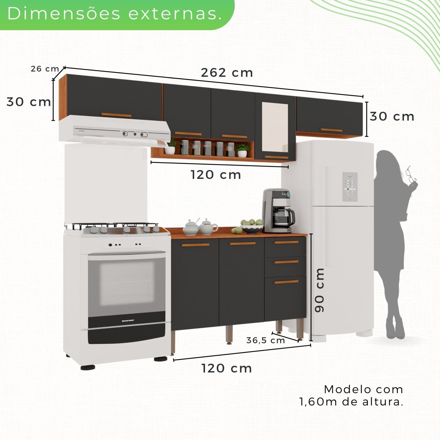 Cozinha Compacta 4 Peças 8 Portas 2 Gavetas Bella - 4