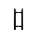 Ver imagem 2 de Puxador H duplo 30x20cm tubular redondo para porta de vidro e portão - Preto