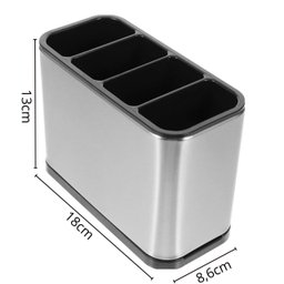 Porta Talher  em Aço Inox Silver 18x13x8,6cm - 2