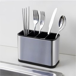 Porta Talher  em Aço Inox Silver 18x13x8,6cm - 5