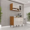 Ver imagem 1 de Cozinha Compacta Modulada 2 Peças 6 Portas 2 Gavetas Bella Branco/Cinamomo/Off White