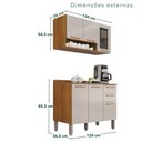 Ver imagem 3 de Cozinha Compacta Modulada 2 Peças 6 Portas 2 Gavetas Bella Branco/Cinamomo/Off White