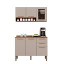 Ver imagem 2 de Cozinha Compacta Modulada 2 Peças 6 Portas 2 Gavetas Bella Branco/Cinamomo/Off White