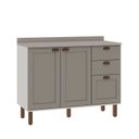 Ver imagem 2 de Gabinete para Banheiro 100% MDF 2 Portas 3 Gavetas Modelo Americano Provençal Iluminata Cinza/Branco