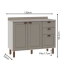 Ver imagem 3 de Gabinete para Banheiro 100% MDF 2 Portas 3 Gavetas Modelo Americano Provençal Iluminata Cinza/Branco