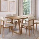 Ver imagem 1 de Conjunto Mesa com 6 Cadeiras Madeira Maciça Tampo Laminado Sala de Jantar Noruega Yescasa