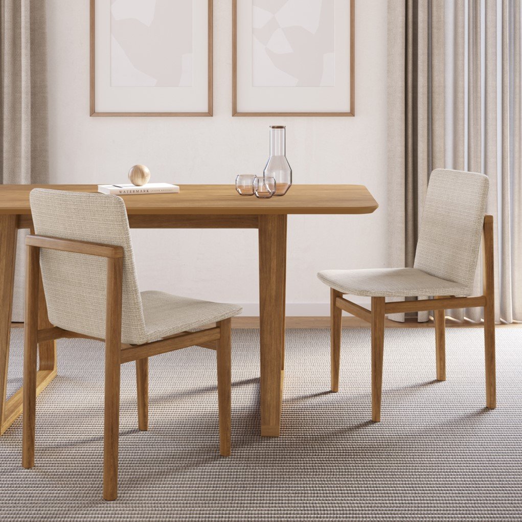 Conjunto Mesa com 6 Cadeiras Madeira Maciça Tampo Laminado Sala de Jantar Noruega - 2