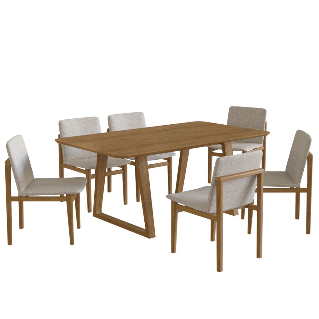 Conjunto Mesa com 6 Cadeiras Madeira Maciça Tampo Laminado Sala de Jantar Noruega - 7