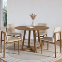 Ver imagem 1 de Conjunto Mesa Redonda com 4 Cadeiras Madeira Maciça Tampo Laminado Sala de Jantar 120x120 Noruega Yescasa