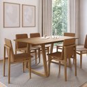 Ver imagem 1 de Conjunto Mesa com 6 Cadeiras Madeira Maciça Tampo Laminado Courino Sala de Jantar Noruega Yescasa