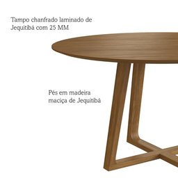 Mesa Redonda 4 Lugares Tampo Chanfrado Laminado 120x120cm Noruega Yescasa - 3