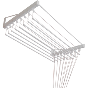 Varal De Parede Individual 100cm x 12 Varetas - Em Alumínio Branco