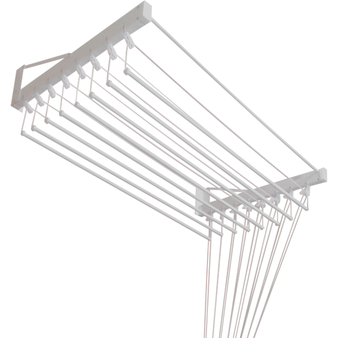 Varal De Parede Individual 100cm x 12 Varetas - Em Alumínio Branco