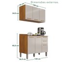 Ver imagem 3 de Cozinha Compacta Modulada 2 Peças 6 Portas 2 Gavetas Bella Branco/Cinamomo/Off White