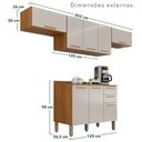 Ver imagem 3 de Cozinha Compacta Modulada 4 Peças 8 Portas 2 Gavetas Bella Branco/Cinamomo/Off White