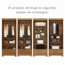Ver imagem 7 de Guarda Roupa 100% MDF 2 Portas 1 Gaveta Smart Plus Espresso Móveis Bege/Cinamomo