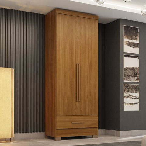 Guarda Roupa 100% MDF 2 Portas 1 Gaveta Smart Plus Espresso Móveis
