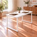 Ver imagem 5 de Mesa de Jantar Reforçada Industrial 140x70cm Tampo Branco Pés Branco