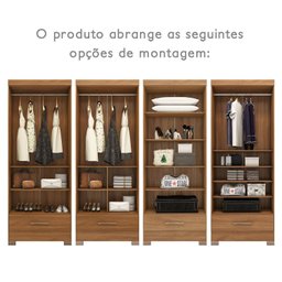 Guarda Roupa 100% MDF 2 Portas 1 Gaveta Smart Plus Espresso Móveis Bege/Cinamomo/Chumbo - 7