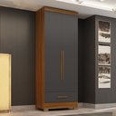 Ver imagem 1 de Guarda Roupa 100% MDF 2 Portas 1 Gaveta Smart Plus Espresso Móveis Bege/Cinamomo/Chumbo