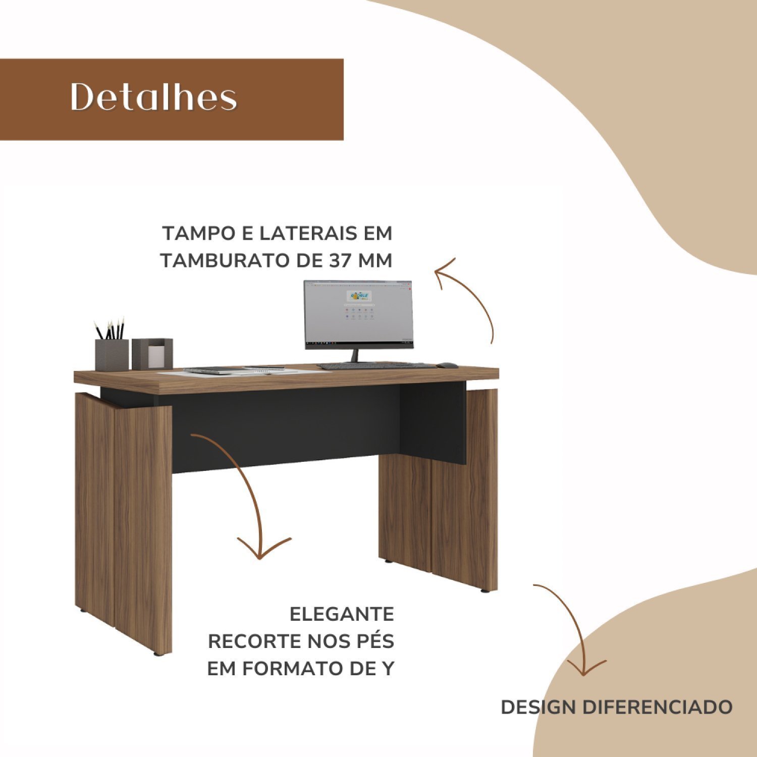 Mesa para Escritório 1450 Tamburato - 5