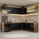 Ver imagem 1 de Armário de Cozinha Completa de Canto 469cm Rustic/Preto Glamy Madesa 01