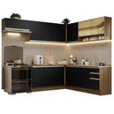 Ver imagem 3 de Armário de Cozinha Completa de Canto 469cm Rustic/Preto Glamy Madesa 01