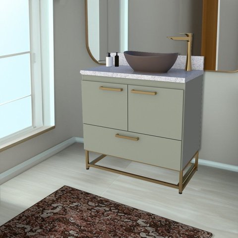 Gabinete para Banheiro Com Tampo de Granito 80cm Suez