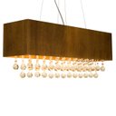 Ver imagem 1 de Lustre Pendente Retangular em Madeira Imbuia e Cristais Wood Iluminação Lustre Pendente Retangular M