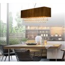 Ver imagem 2 de Lustre Pendente Retangular em Madeira Imbuia e Cristais Wood Iluminação Lustre Pendente Retangular M
