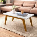 Ver imagem 2 de Mesa de Centro com Pés em Madeira Prism Branco Acetinado