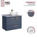 Ver imagem 6 de Gabinete para Banheiro Suspenso Com Tampo de Granito 80cm Suez 