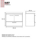 Ver imagem 4 de Gabinete para Banheiro Suspenso Com Tampo de Granito 80cm Suez 