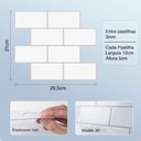 Ver imagem 2 de Pastilha Adesiva 3d Alto Relevo Decorativa Lorben Lavável Resinada Azulejo Cinza com Rejunte Branco