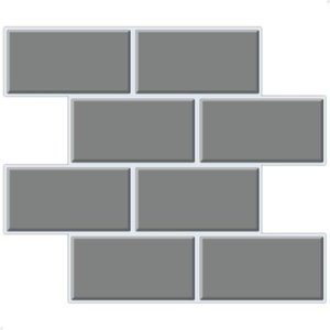 Pastilha Adesiva 3d Alto Relevo Decorativa Lorben Lavável Resinada Azulejo Cinza com Rejunte Branco