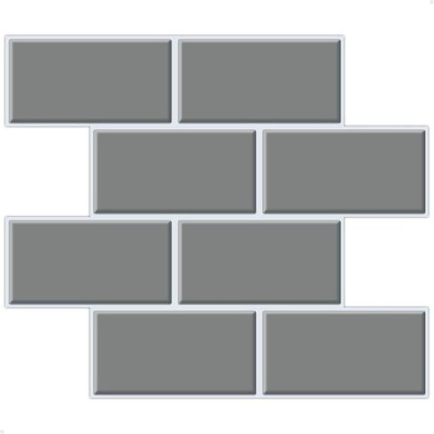 Pastilha Adesiva 3d Alto Relevo Decorativa Lorben Lavável Resinada Azulejo Cinza com Rejunte Branco