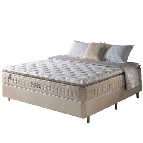 Conjunto Cama Box + Colchão Casal Confortable com Molas Ensacadas e Pillow Top138X188X73cm Cashmere 