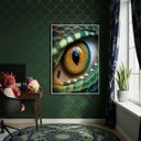 Ver imagem 1 de Quadro Decorativo Olhar Dragão Verde 70x50cm Mold Preta